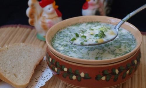 Освежающая окрошка на мясном бульоне